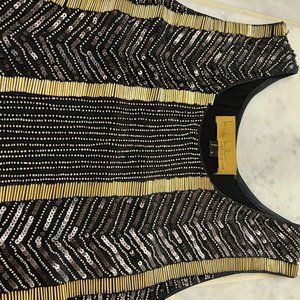 Nicole Miller Black and gold embellished top, size S